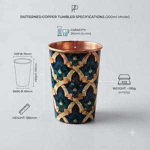 Designer Printed Pure <b>Copper</b> Drinking Glass Ayurvedic Water Tumbler Handmade <b>Copper</b> Cup for Home Kitchen Hotel Restaurant OEM - Product Image 5