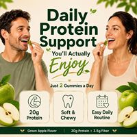 Gummies protéinés sans sucre OEM saveur pomme verte 20g de protéines 3,5g de fibres Complément alimentaire pour soutenir la consommation quotidienne de protéines et de fibres