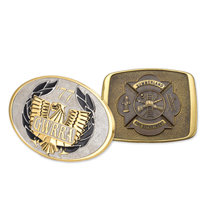 Hebillas de cinturón en relieve de oro de forma redonda 3D de fábrica de metal OEM hebilla personalizada para cinturón personalizado - Product Image 4