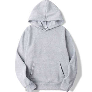 Men's Gray Hooded Sweatshirt Regular Fit Cotton Casual Autumn Wear Pocket Design Knitted Solid Color - Product Image 1