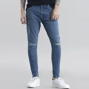 High <b>Waist</b> Fully Customized Panels Skinny Fit <b>Jeans</b> Pant <b>With</b> Multiple Zipper Pockets & Distressed Printing Men's Denim Pant - Product Image 1