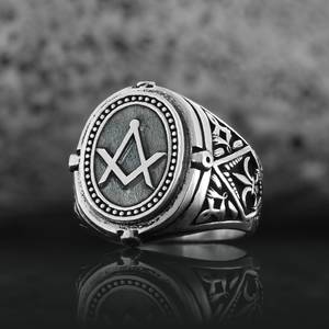Bague Maçonnique BOJ 025 Personnalisée Unisexe, Bague Chevalière Maître Maçon du Texas, Style Hip Hop Argenté, Prix Bas - Product Image 6