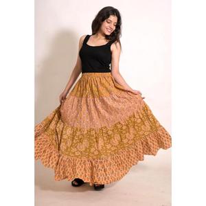 Indian Handmade Cotton Patchwork Maxi <b>Skirt</b> Printed Boho <b>Long</b> <b>Skirt</b> Festival & Casual Wear for Women - Product Image 3