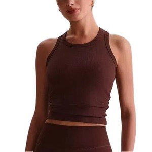 Solid Color Blank Women Loose Cropped Workout Gym Tank <b>Tops</b> Blouse Custom Logo Quick Dry Sleeveless T Shirt Athletic Yoga <b>Vest</b> - Product Image 6