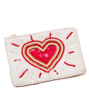 Pochette à monnaie perlée style bohème, faite main, brodée de perles de rocaille, avec fermeture éclair - Product Image 5