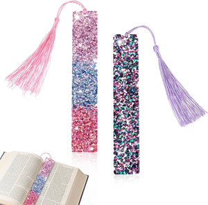 Marque-pages en résine personnalisés avec logo, design pailleté de haute qualité, 6 pièces avec boucle, à prix abordable - Product Image 3