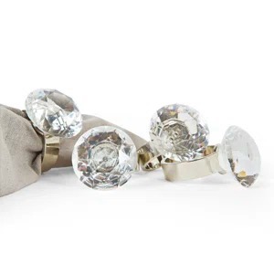 Anneaux de serviette en cristal ronds de 4,5 cm de largeur, décoration de table glamour, accessoire de mariage durable - Product Image 1