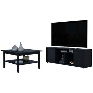 Montreal 2 pezzi Set da salotto tavolino nero & supporto TV - Product Image 2