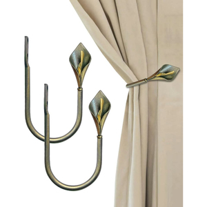 Attache-rideau en métal en forme de U, noir, style rustique, design durable pour accessoires de décoration de fenêtre, attaches-rideaux faits à la main - Product Image 2