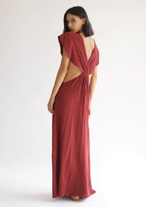 Robe longue bohème en gaze de coton marron pour femme, éco-responsable, à franges, col en V profond, coupe ample, style kaftan, pour l'été et la plage - Product Image 2