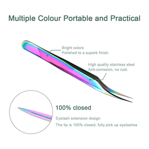 Ensemble de pinces à cils à pointe incurvée en titane multicolores, 4 pièces, pinces à cils pour l'épilation, finition miroir - Product Image 3