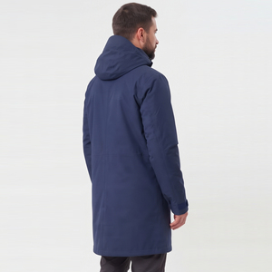 <b>Men's</b> <b>Waterproof</b> <b>Long</b> Hard Shell Hood Jacket Front Logos Outdoor Wear Rain <b>Coat</b> Regular Fit Hiking Camping <b>Long</b> Hooded Jackets - Product Image 3