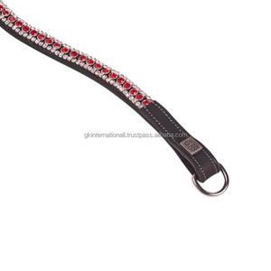 Chaîne en cristal multicolore de créateur à 5 rangées de 18mm Bandeau en cuir véritable avec boucles et anneaux cousus - Product Image 3