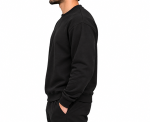 OARH_INT Industry Men's <b>Black</b> <b>Crew</b> <b>Neck</b> <b>Sweatshirt</b> Regular Fit 100% Cotton Printed Logo Front Casual Autumn Wear - Product Image 3