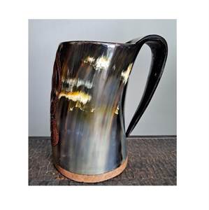 Auténtica Taza de Cuerno de Buey ZNZ CRAFT, Técnica Artesanal, Diseño de Arte Popular, Capacidad Personalizable para Entusiastas del Mead y del Café, India - Product Image 4