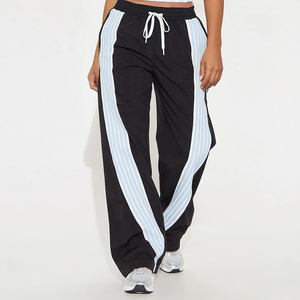 Nuevos pantalones jogger de mujer de pierna ancha con bolsillos y cordón, pantalones jogger cortavientos de mujer, pantalones jogger de pierna recta - Product Image 2