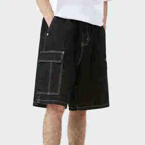 Low MOQ Summer Streetwear Baggy <b>Jean</b> Shorts 100% Cotton Men's Loose Fit Fashion <b>Jeans</b> Shorts - Product Image 4