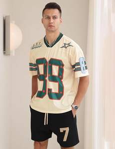 Custom <b>Men</b> Streetwear <b>V</b> <b>Neck</b> Number Graphic Jersey Breathable Mesh Short Sleeve Fashion Top OEM ODM Wholesale USA - Product Image 2