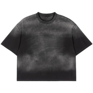 T-shirt pour homme en coton délavé style vintage, col rond, manches courtes, streetwear décontracté, vêtements d'été - Product Image 1