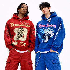 Sudadera con Capucha Personalizada para Hombre, con Estampado Gráfico, Estilo Urbano, Diseño de Dibujos Animados, Lavado Vintage, Informal y a la Moda - Product Image 1