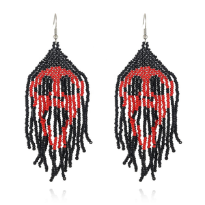 Pendientes de Calavera Fantasma de Moda para Halloween, Pendientes Colgantes de Calavera con Cuentas de Calabaza Hechos a Mano, Joyería de Fiesta para Mujer - Product Image 3