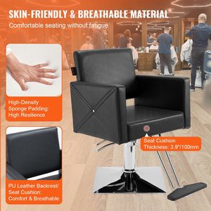 Heavy Duty pompa idraulica sedia da barbiere per Hair Stylist 360 gradi girevole nero salone poggiapiedi bellezza Spa Shampoo Max - Product Image 4