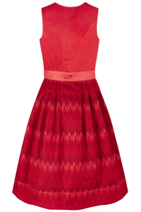 Vestido midi rojo sin mangas con cinturón y dobladillo plisado, elegante, de satén, con lazo, para fiesta. - Product Image 2