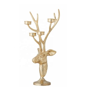 Candélabre multi-bras en forme de cerf, design doré, en aluminium fait à la main, porte-bougie, centre de table, mariage, Noël - Product Image 2