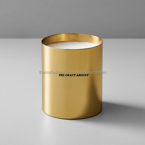 Vente en gros Bocal à bougie vide en laiton personnalisé avec couvercle Bocal fini brossé Décoration intérieure en métal de luxe Récipient à bougie en cire de soja parfumée - Product Image 4