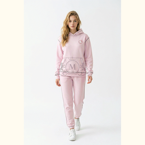 Women's Pink Fleece Hoodie <b>Set</b> Casual Full Length Sweatshirt Joggers 2 Piece Regular Fit All Seasons Sportswear - Product Image 5