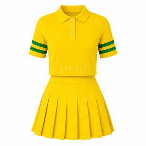 Ensemble de vêtements de sport HMR Sisterhood Sorority : polos à manches courtes, jupe de tennis, crop tops, jupe de sport pour la remise en forme et la salle de sport - Product Image 4
