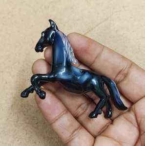 Figura de Caballo de Vidrio Soplado a Mano, Negro con Crin Blanca, Pieza de Arte Decorativa con Temática Animal, Artesanía Hecha a Mano - Product Image 5