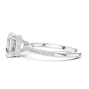 GRA Certified Asscher Cut Lab Grown Created Diamond <b>Ring</b> Stunning Engagement Paved Band <b>Ring</b> <b>Crafted</b> From Solid 14k White Gold - Product Image 2