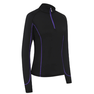 Camiseta de equitación de secado rápido para mujer con cremallera 1/4, camiseta interior para competición ecuestre - Product Image 2