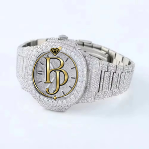 Montre en acier inoxydable avec diamants pour homme et femme, mouvement à quartz analogique, boîtier carré de 25 mm, verre 10 bars, résistante à l'eau, écologique, luxe, hip-hop - Product Image 2