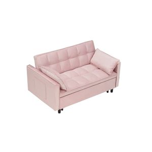 Divano Letto Moderno in Velluto con Funzione Estraibile, Divanetto Casual con Cuscini e Tasche per Arredamento Soggiorno, Set da 3 Pezzi - Product Image 6