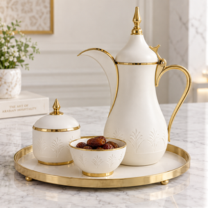 Théière Dallah avec accents dorés, ensemble café et thé de style moyen-oriental pour le thé de l'après-midi - Product Image 3