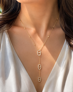 Collier Pendentif Géométrique en Acier Inoxydable avec Zircon, Chaîne Fine en Y, Bijou Minimaliste Doré ou Argenté pour Femme, Idéal Cadeau - Product Image 4