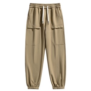 Pantalon de survêtement décontracté pour homme 100 % coton respirant, séchage rapide, coupe large, coupe-vent, avec cordon de serrage, idéal pour le sport et la randonnée printanière - Product Image 1