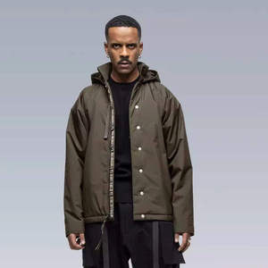 Custom Men's Waterproof Techwear <b>Jacket</b> Urban Tactical Windbreaker Cyberpunk Hooded Streetwear Functional Olive Green Parka Coat - Product Image 1