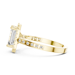 Classic Engagement Wedding Anniversary Halo Rings 2 CT E Color VS1 Emerald Cut Lab Grown Diamond 14K Solid Gold Ring - Product Image 4