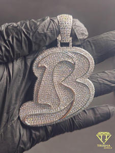 Moissanite Diamond <b>Iced</b> <b>Out</b> B Letter Pendant Hip Hop Custom Initial <b>Chain</b> Luxury Bling Jewelry Gift - Product Image 4