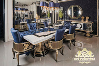 Ensemble de table à manger en teck moderne luxueux sculpté à la main en Europe, durable, avec 6 chaises et taille personnalisée