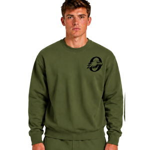 Sudadera Verde Oliva para Hombre, Cuello Redondo, Manga Larga, Estilo Casual, Forro Polar, Logotipo Personalizado, Ropa Deportiva de Invierno, Venta al Por Mayor - Product Image 1