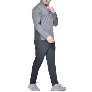 High Quality Wholesale Men's Half Zip Sweat Shirt With Joggers Pant Track Suit Set - Product Image 1