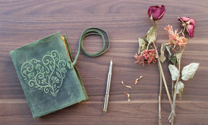 สมุดบันทึกหนังแท้สไตล์วินเทจ พิมพ์ลายตามสั่ง ขนาด A5 ปกแข็ง พร้อมสายรัดยางยืด - Product Image 6