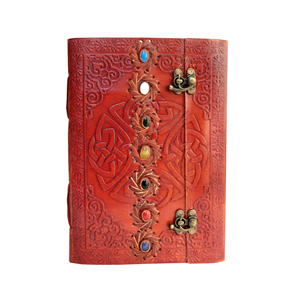 Carnet en cuir fait main extra large avec 7 pierres chakra, 100 feuilles, couverture rigide, carnet de croquis, crayon, haute qualité, nouveau design - Product Image 1