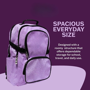 Mochila de Animadoras Personalizada, Color Lavanda Morado Brillante con Ribete Negro, Bolsillos Múltiples, Bolsa para Equipo, OEM - Product Image 2