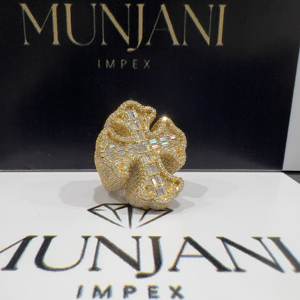 Bague en argent S925 plaqué or certifiée IGI, avec croix religieuse et diamant Moissanite VVS taille baguette, bijoux de fête Hip Hop - Product Image 3