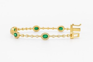 Emerald 925 Sterling Silver 14K Gold Plated Tennis <b>Bracelet</b> May Birthstone Luxury Fine Jewelry Elegant Gift For Women - Product Image 2